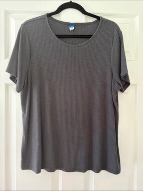 Old Navy Women's Ribbed Short-Sleeve Tee - Dark Gray
